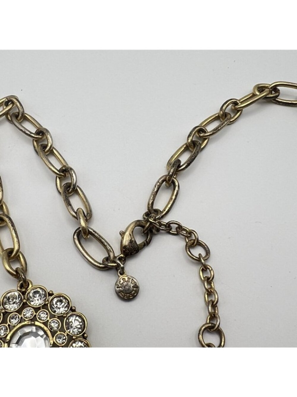 J Crew Crystal Stone Flower Floral Gold Tone Statement Bib Necklace 18-21" Glam - Picture 6 of 7